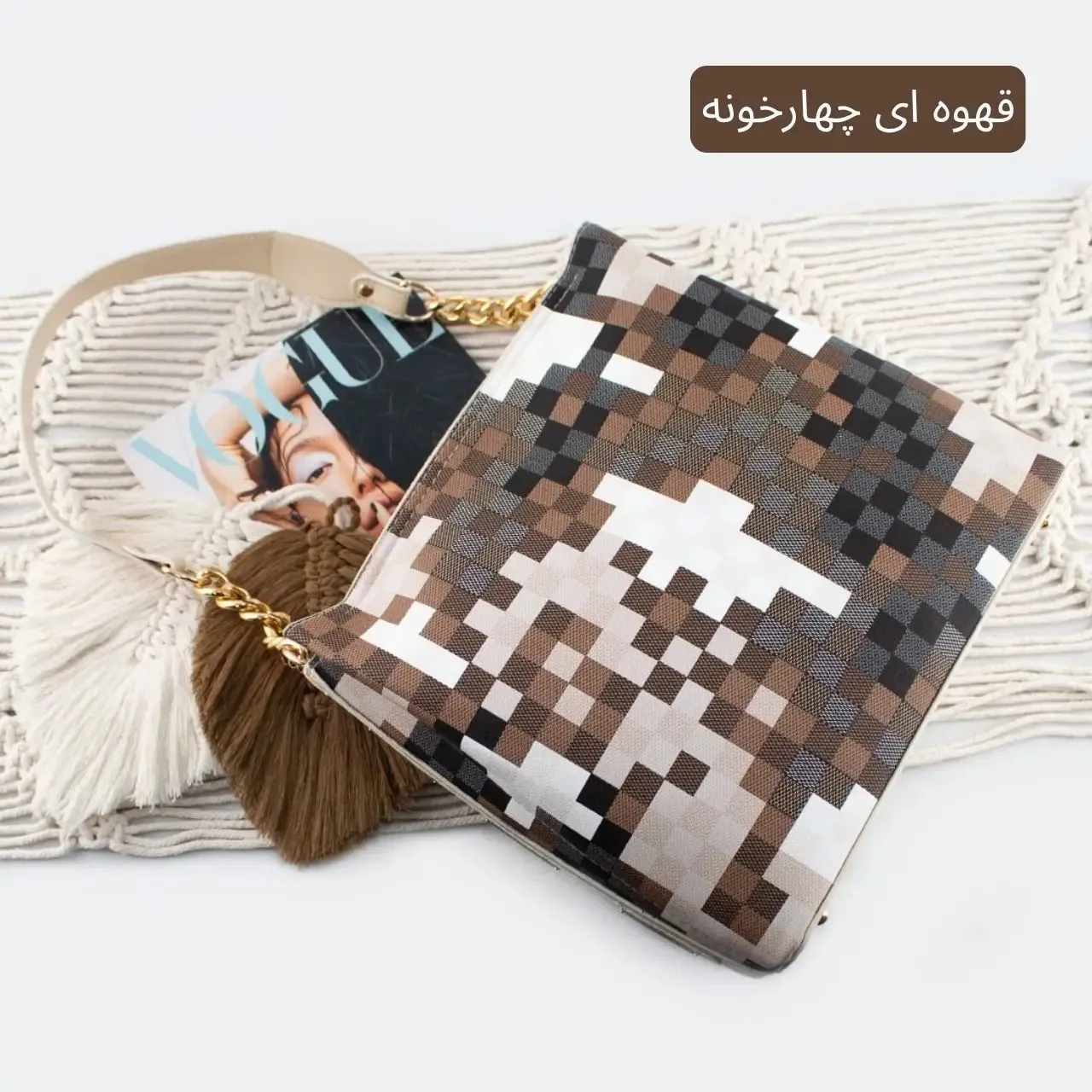کیف زنانه چرم مصنوعی زیپدار بند بلند روزمره مهمانی