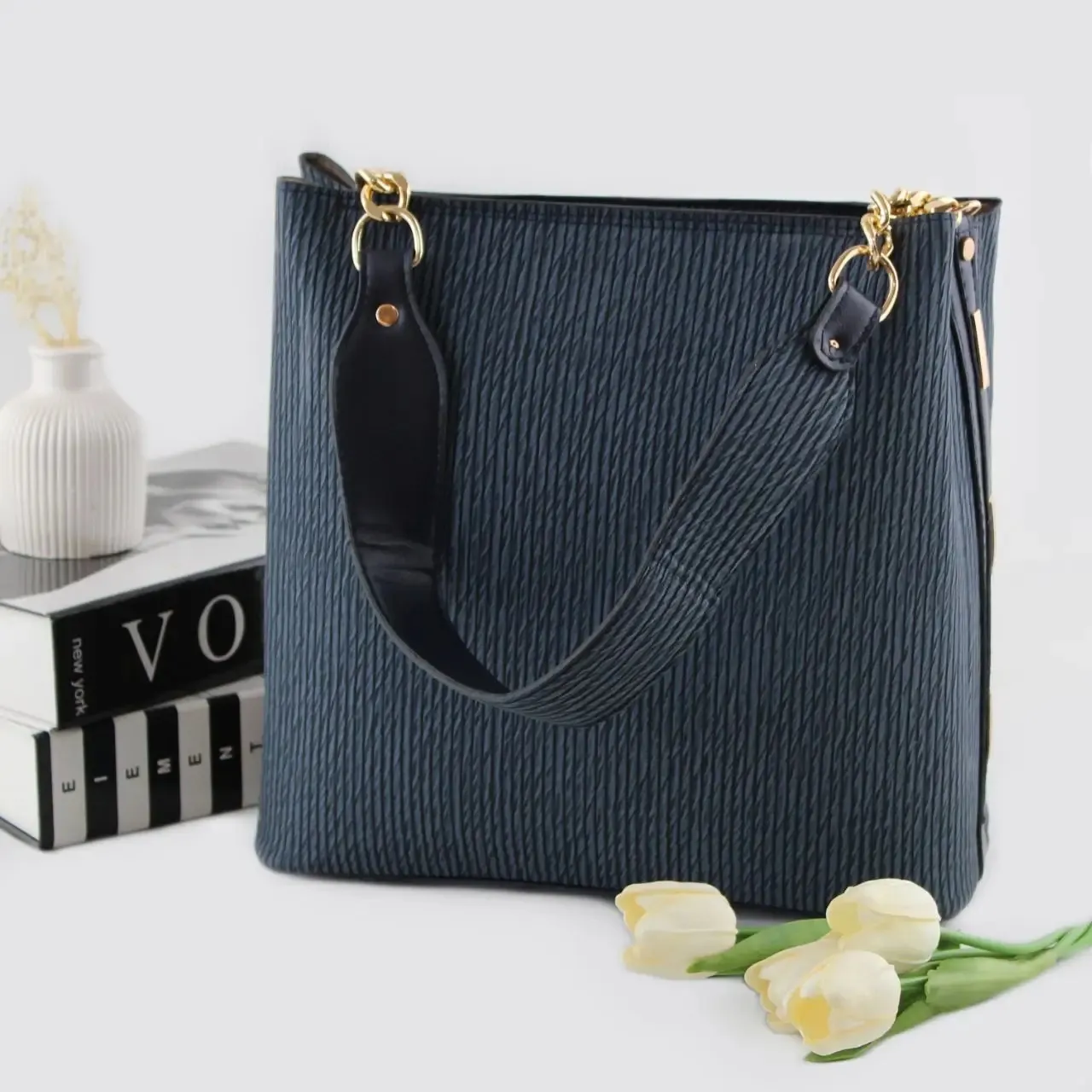 کیف زنانه روزمره چرم مصنوعی با بند بلند و جیب داخلی