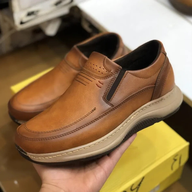 کفش چرم مردانه روزمره مدل رونیکس عسلی سایز 45