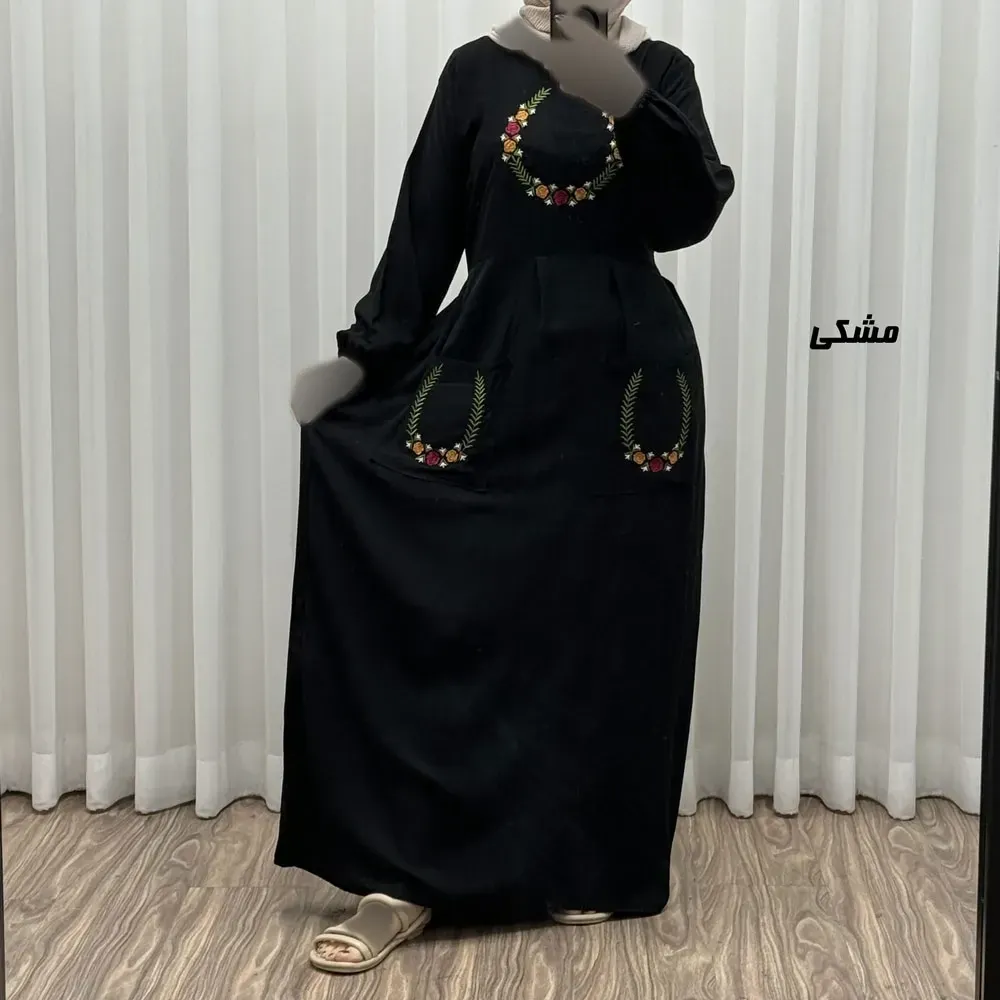 پیراهن نخی گلدوزی زنانه مدل خاطره فری سایز مناسب تا 48