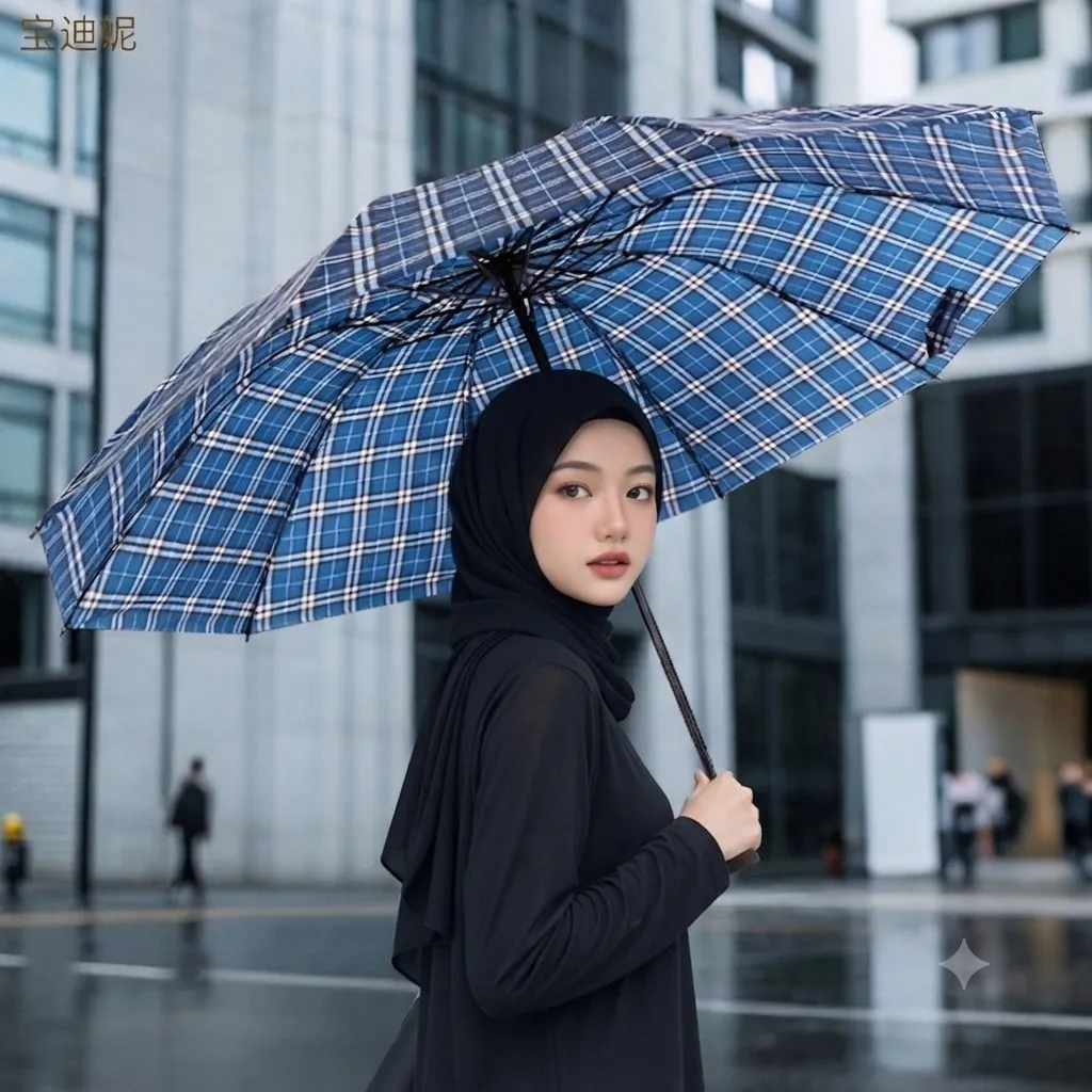 چتر تاشو دو نفره طرح چهارخانه 10 فنره