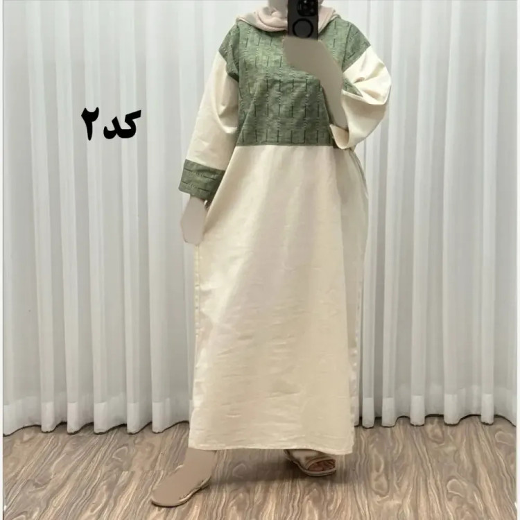 پیراهن کفتان لینن پاییزه فری سایز زنانه تا سایز 50 شیک و راحت کمربند دار بدون سایه اندازی