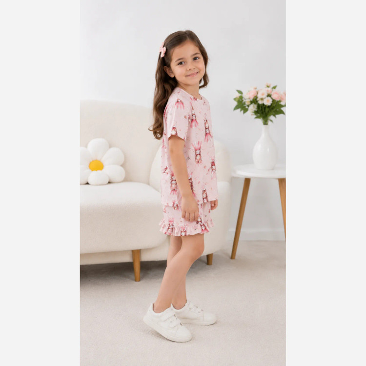 ست کراپ و شلوارک دخترانه پنبه ای خنک سایز 2 تا 9 سال