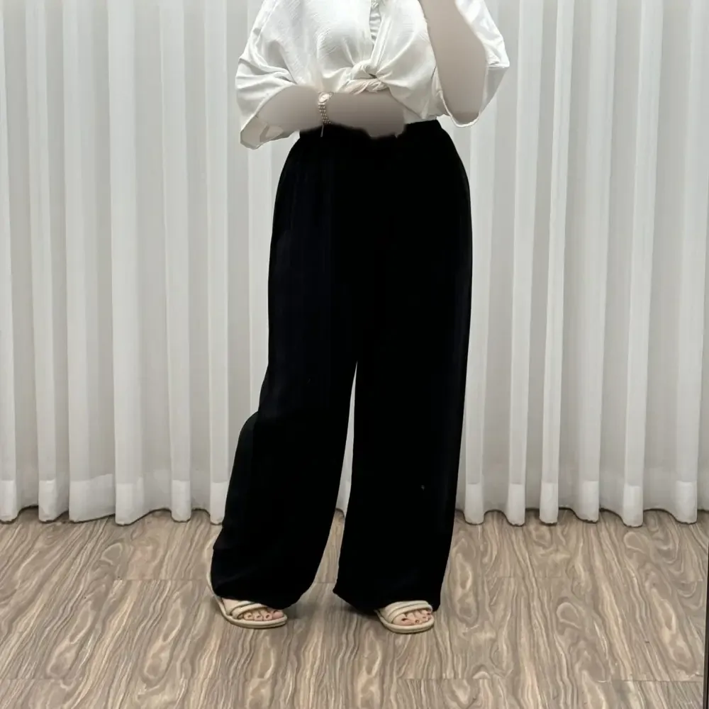 شلوار نخی زنانه سایز بزرگ فری سایز تا 54 راه راه کد 1622 شیک و راحت چهارفصل