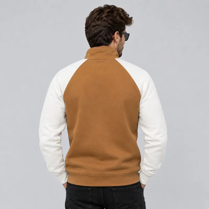 سویشرت مردانه دورس ساده بدون کلاه یقه ایستاده زیپ دار