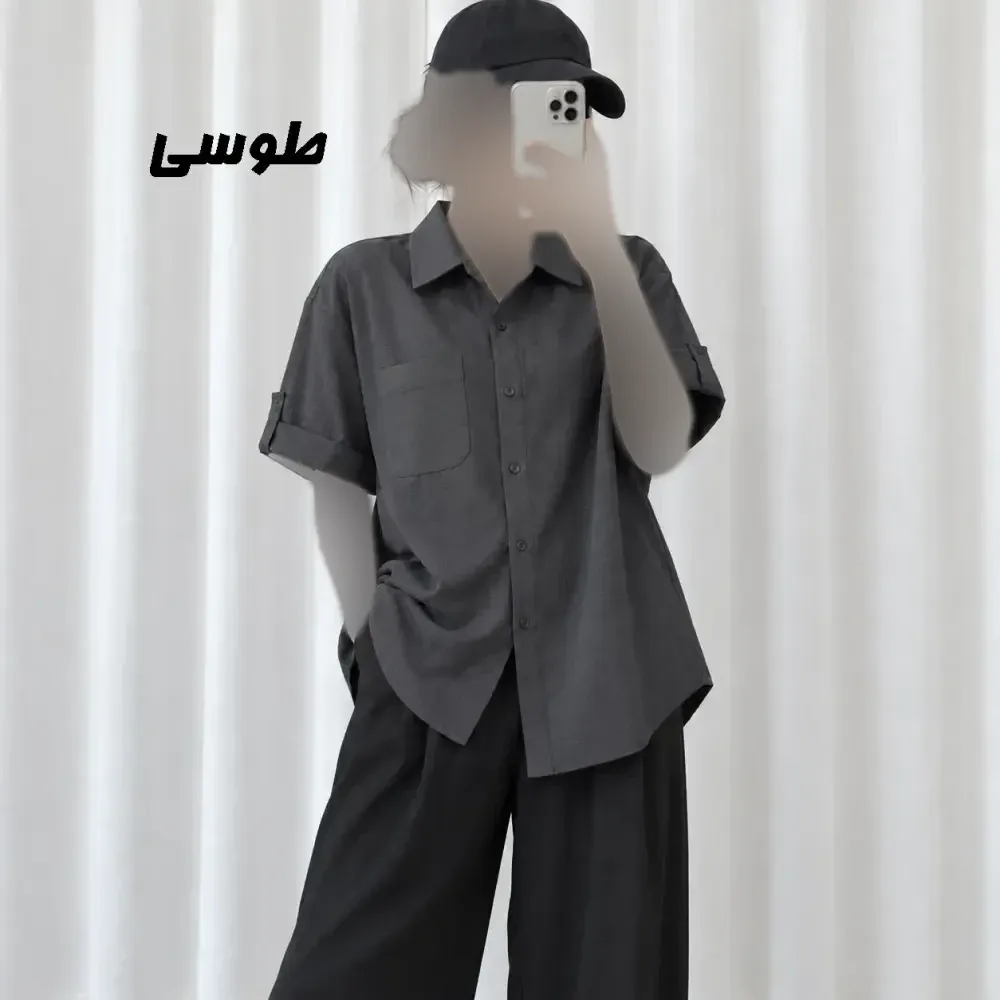 شومیز پری سیلک جلو جیب دکمه دار فری سایز مناسب تا 48 چهارفصل