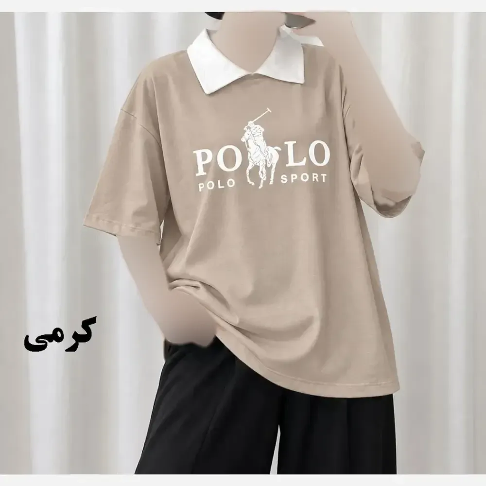 تیشرت باکسی پولوشرت زنانه نخ پنبه فری سایز